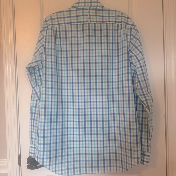 Banana Republic Blue and Green Checkered Men's Button Up Shirt - Picture 2 of 5